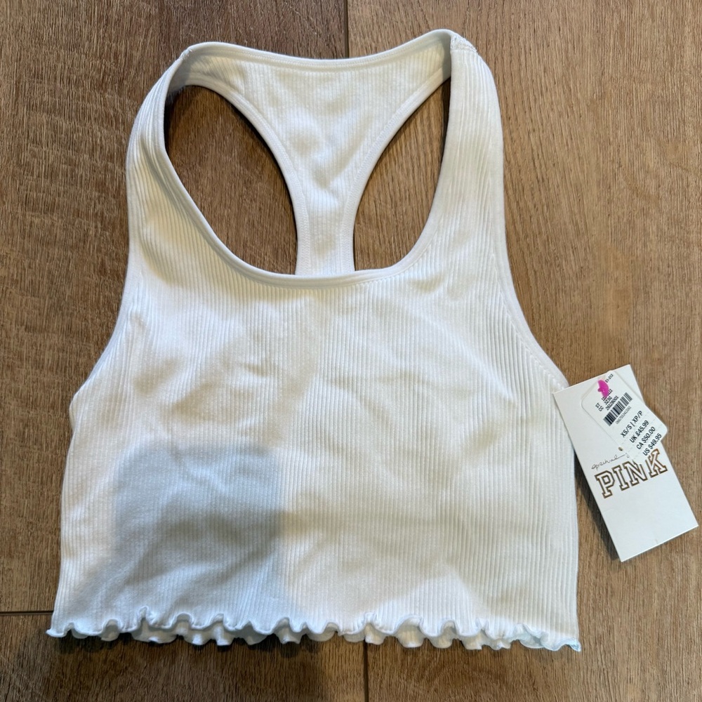 Victoria’s Secret PINK White Ribbed Tank Top XS